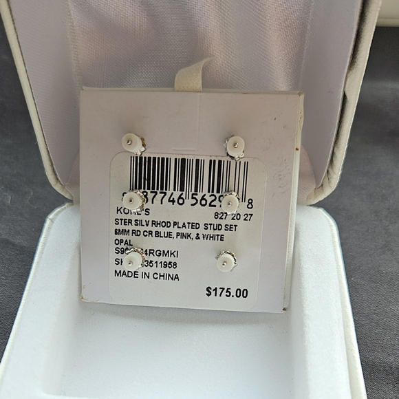 Opal Silver Stud Earrings Set - Picture 4 of 7